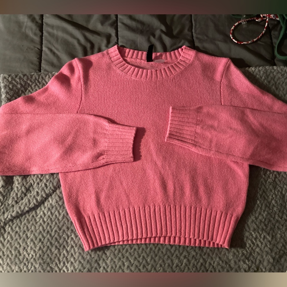 small sweater, very pink